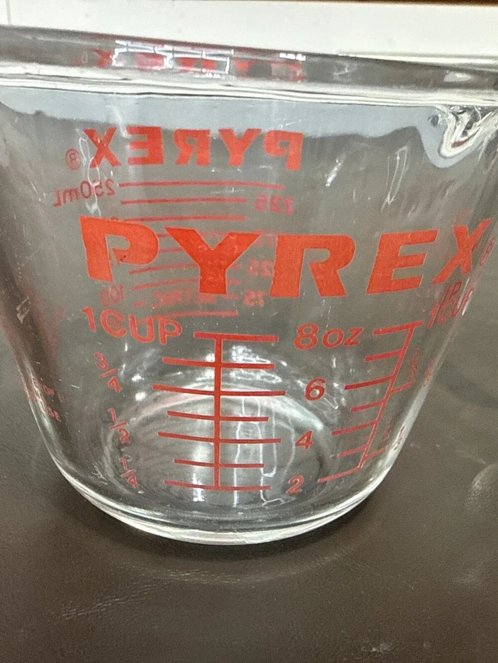 PYREX Vintage Measuring 1 Cup Glass‎ 8oz RED Lettering USA Model 508 Corning NY